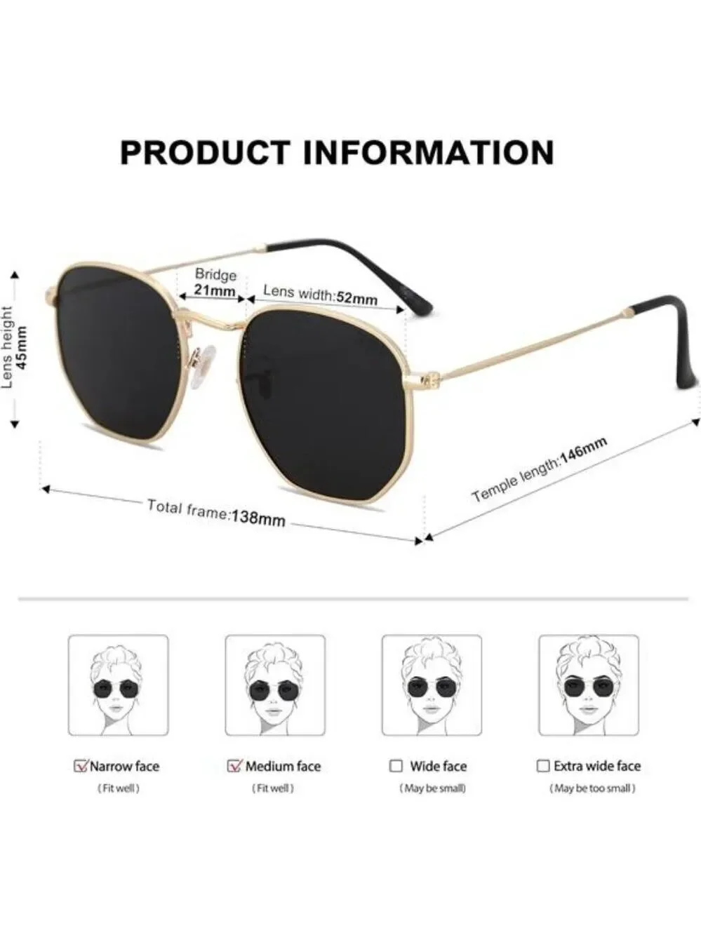 Sojos Polarized Sunglasses Women Men Small Square Hexagon UV400 Shades